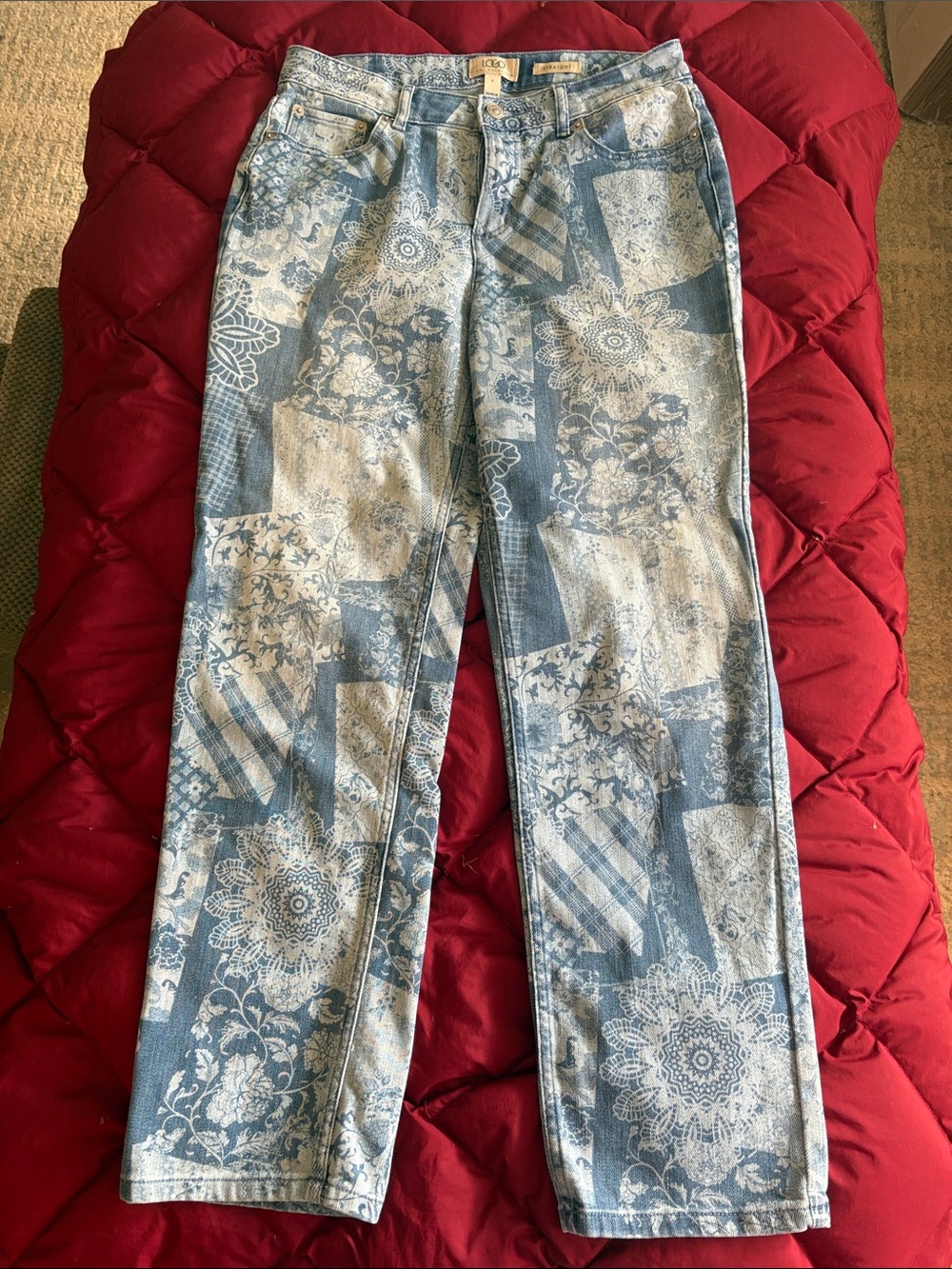 Logo floral graphic straight leg jeans NEW